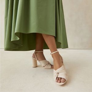 Loeffler Randall Reed Cream Sparkle Pleated Twist Heel